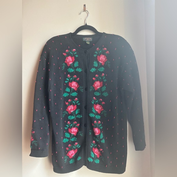 Charter Club Sweaters - Vintage Charter Club Floral Rose Cardigan Cottagecore Granny Chic Coquette